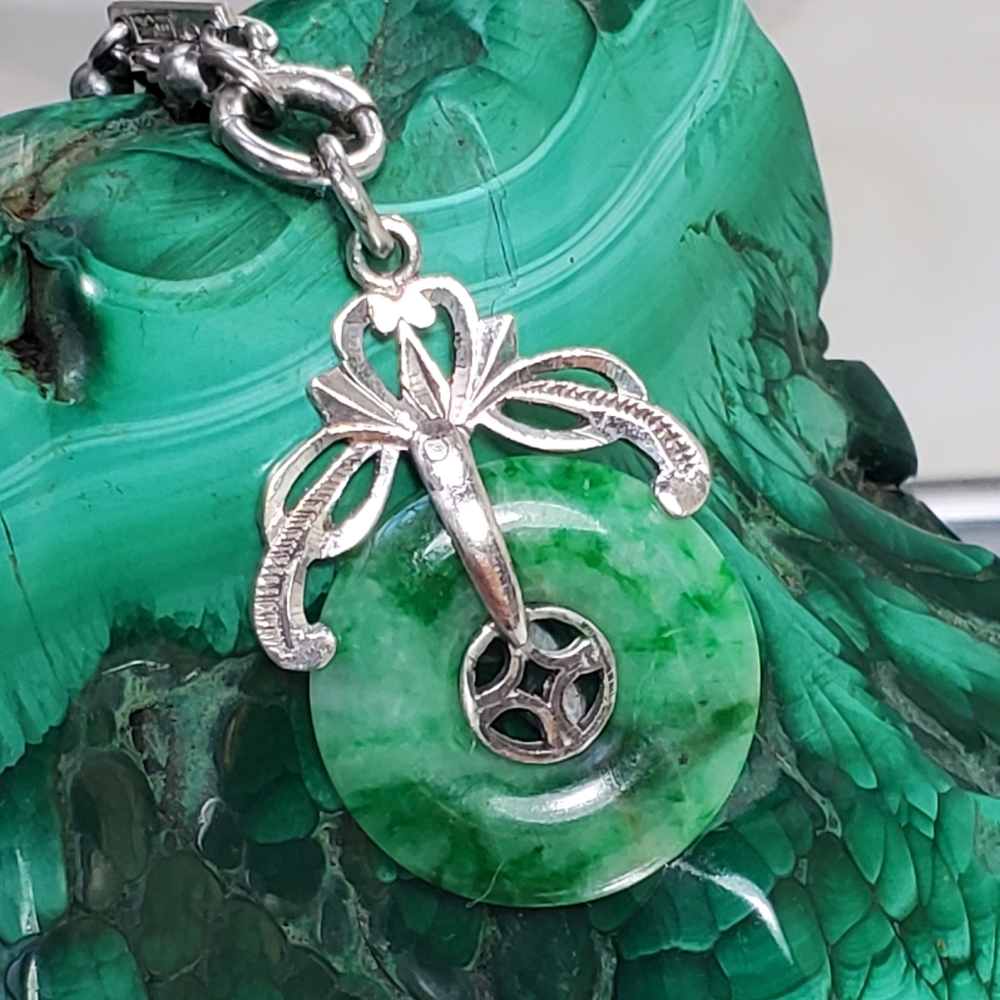 Imperial Jade 14k White Gold GOOD LUCK Pendant Charm 2.5 GRMS 14k Gold BS3